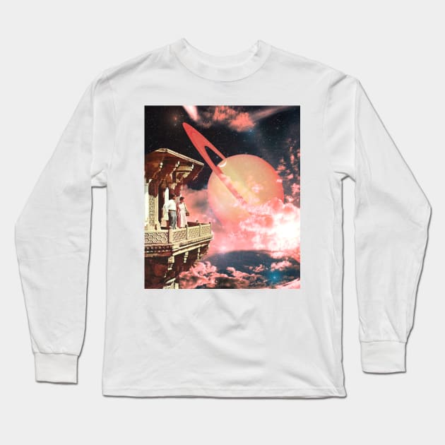 Saturn View Long Sleeve T-Shirt by CollageSoul